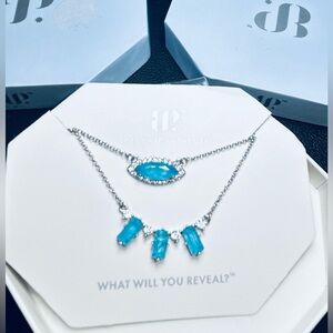 Bomb Party March Birthday Birthstone Double Necklace  Blue Aquamarine RBP5877